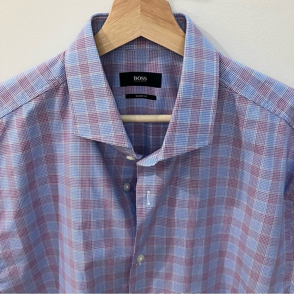 Hugo Boss | Sharp fit blue/purple plaid shirt - Picture 12 of 12